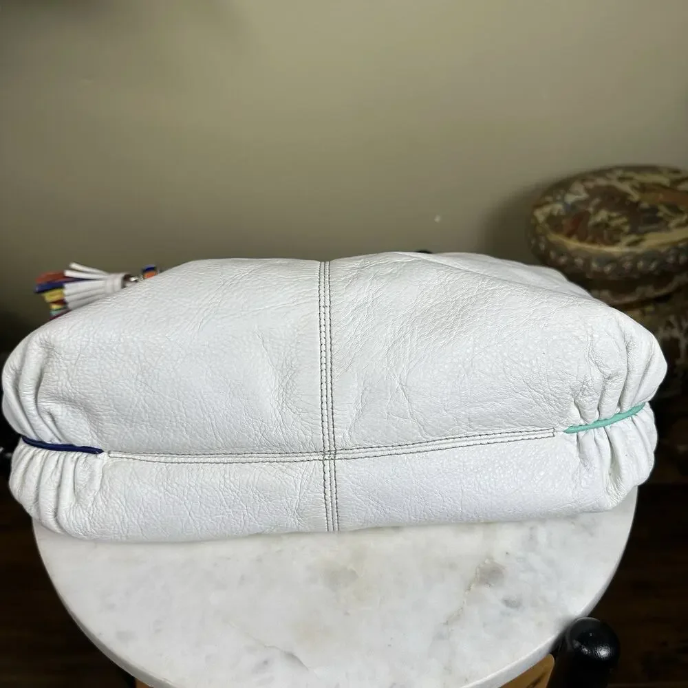 Brighton Lumina Hobo bag White with piping butter Soft Leather Perfect Ornate